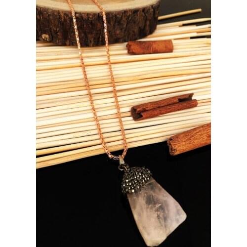 Dr Stone Natural Stone handmade pink quartz Stone women Necklace KTDR1 439745306