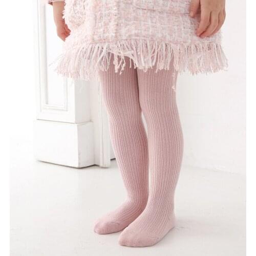 Kids Cotton Ribbed Tights For Children Spring Girls Knitted Pantyhose Toddler Cute Pink Pants korean Baby Sticky Accessories New