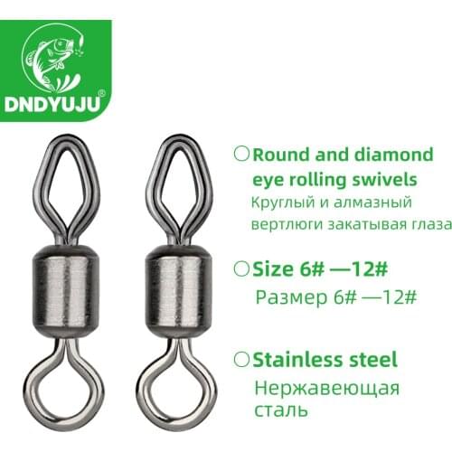 DNDYUJU 100pcs Fishing Connector Eight Word Ring Diamond Swivels Eye Rolling Swivel Fishhooks Lure Connector Fishing Accessories