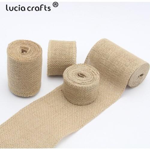 Lucia crafts 2y/lot 4/5/8/10cm Jute Burlap Ribbons Hessian Rolls Rustic Fabric For Wedding Party Decoration V0504