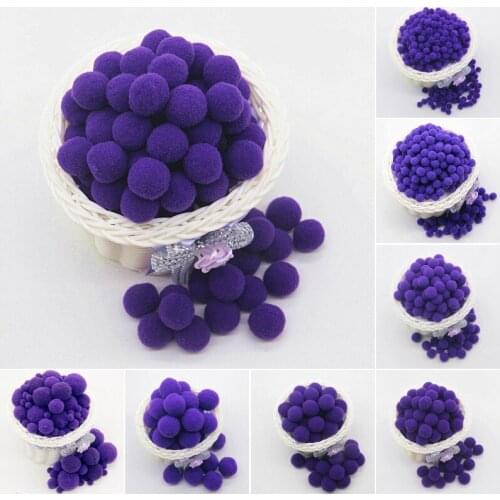 Purple Pompom 8mm 10mm 15mm 20mm 30mm Pom Poms Ponpon Crafts Supplies DIY for Kids Toy Garment Sewing Home Wedding Decorations