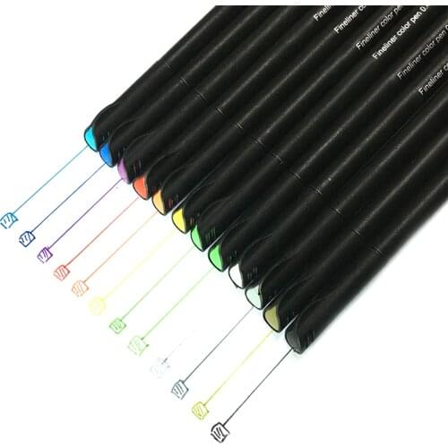 12PCS/Set Color 0.4 mm Fiber Marker Pen Fineliners Markers Sketch Drawing Art Painting Professional Felt Tip Fine Hook Line Pen
