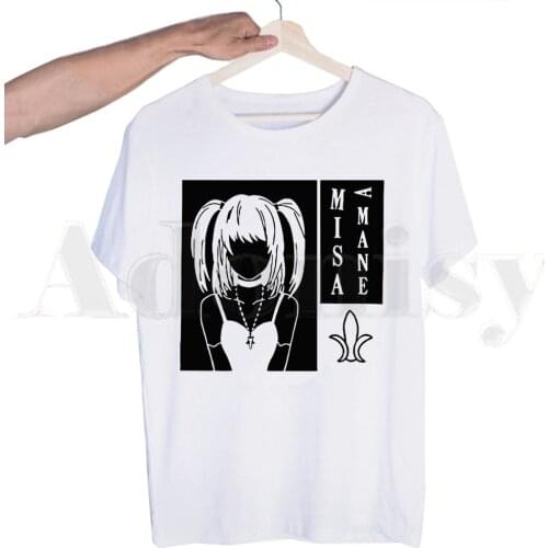 Retro Death Note Misa Amane Japan Anime Manga Tshirts Men Fashion Summer T-shirts Tshirt Top Tees Streetwear Harajuku Funny