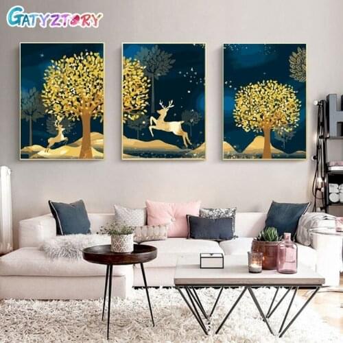 GATYZTORY Oil Painting By Numbers Deer On Canvas Handmade Drawing Paints For Adults Animal Picture Coloring By Number Decor Art