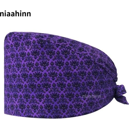 2021 Hot Sale Cotton Medical Use Nurse Cap Pharmacy Doctor Surgical Hat Fashion Printing Scrub Cap Pet Grooming Doctor Work Hats