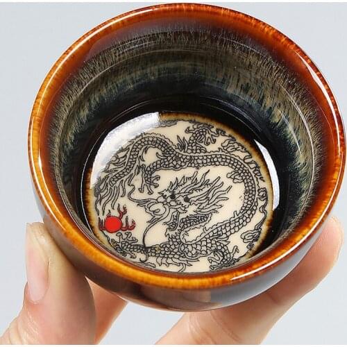 Kiln change sand Calendula tea bowl Kung Fu ceramic small tea cup single tea cup master cup tea set set twelve zodiac