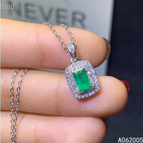 KJJEAXCMY Fine Jewelry 925 Sterling Silver inlaid Natural Emerald Female new Pendant Necklace vintage Support test with box