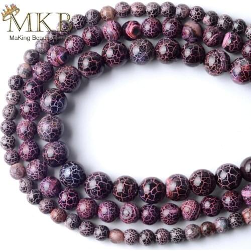 Natural Smooth Pink Cracked Stripes Agates Onyx Stone Round Beads For Jewelry Making 6/8/10mm Spacer Beads Diy Bracelet 15"