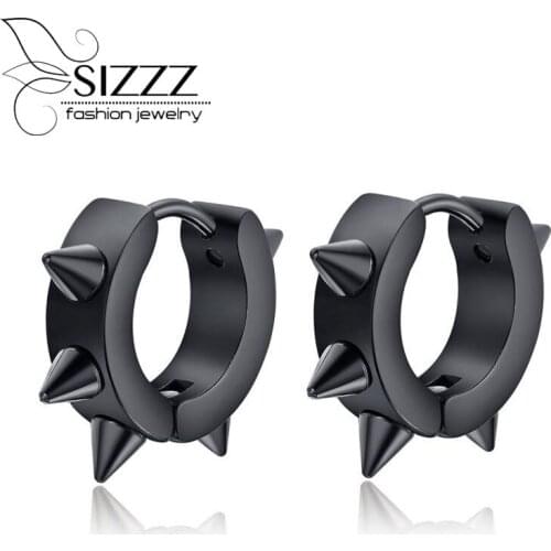 Cool men earrings jewelry stainless steel stud earrings black and silver color fashion nail design earrings promotion