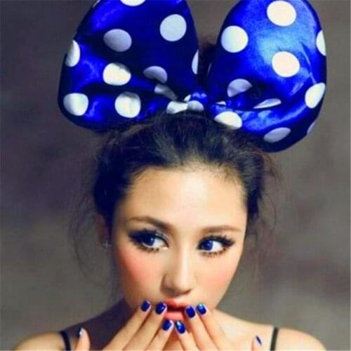 Fashion 24pcs LED Flashing Polka Dot Bowknot Headband Woman Girl Light Up Mouse Ears Hair Band Headwear Dress Decoration Props