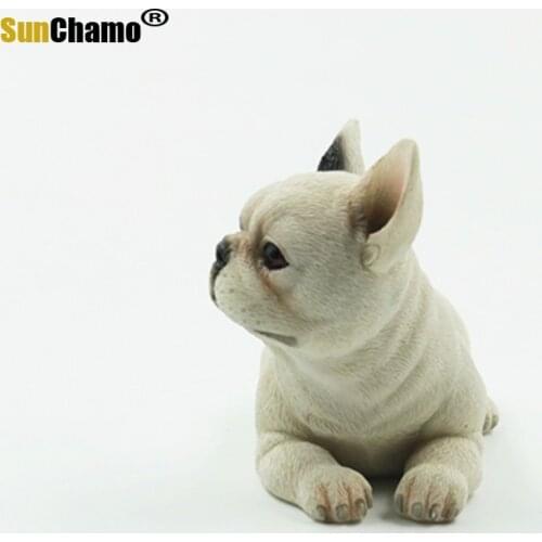 Fashion Bucket Car Decoration Simulation Dog Model French Bulldog Figurines Miniatures Decoration Crafts Ornaments Furnishing
