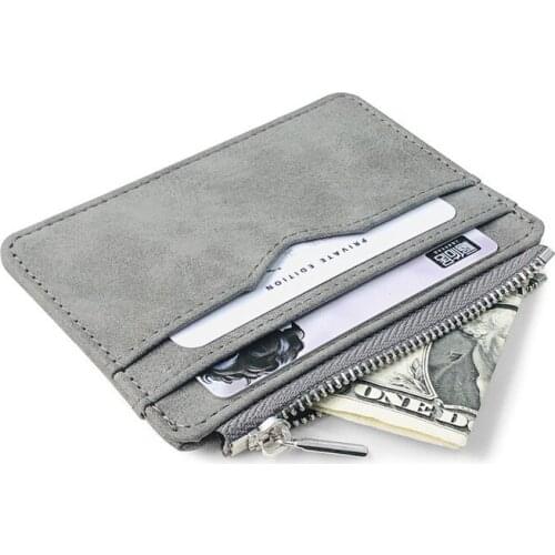 Mens Card Wallet Short Matte Leather Retro Multi-card Frosted Fabric Card Holder Money New Minimalist Purse Transparent Coins