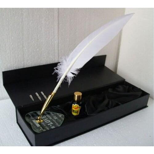Nature Turkey Feather Dip Pen Set