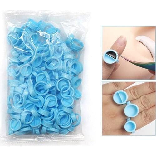 Makeup Tattoo Tool 100Pcs Disposable Caps Microblading Blue Ring Tattoo Ink Cup For Women Men Tattoo Needle Supplies Accessory