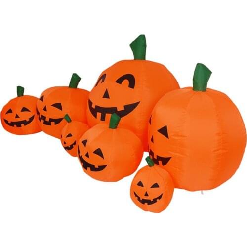 Halloween Inflatables Pumpkin Outdoor Decoration with Build-in LEDs Blow Up Party Festive Yard Garden Lawn Decor 7.5FT Long 5set
