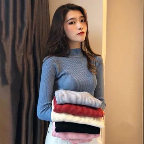 2020 Autumn Winter Turtleneck Pullovers Sweaters Primer shirt long sleeve Korean Slim-fit tight sweater Jumper Warm Pull Femme