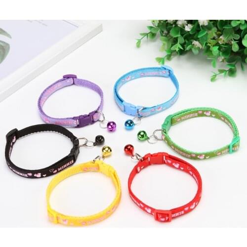 Disney Mickey Minnie Cute Bell Collar For Cats Dog Collar Teddy Bomei Dog Cartoon Funny Footprint Collars Leads Cat Accessories
