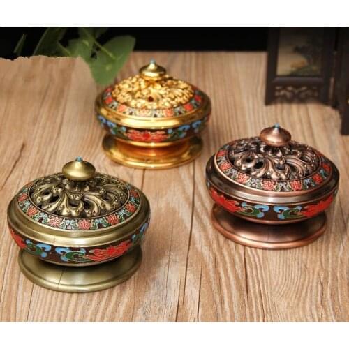 High Grade Alloy Metal Tray Tower Incense Censer Three Colors Offer Buddhist Home Putting Decorations