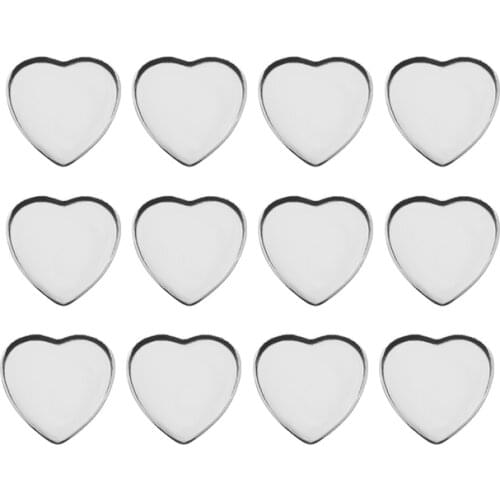 50Pcs/lot Stainless Steel Heart Earring Base Studs Tray Blank Bezels Fit 10mm 12mm Glass Cabochons Settings DIY Jewelry Making