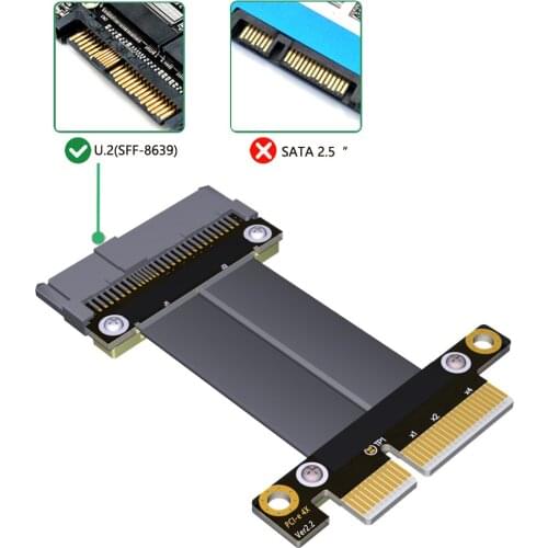 SFF-8639 (U.2) 180° to PCI-E 3.0 4X Ribbon Extender Cable for U.2 NVME SSD