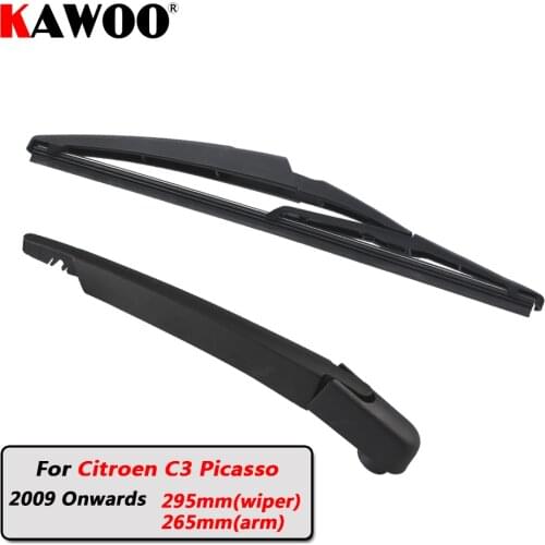 KAWOO Car Rear Wiper Blade Blades Back Window Wipers Arm For Citroen C3 Picasso Hatchback (2009-) 295mm Auto Windscreen Blade