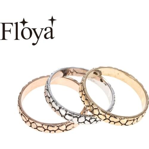 Floya 4mm Width Interchangeable Filled Rings Copper Material Women Stainless Steel Base Accessories Combination Ring Bague Acier