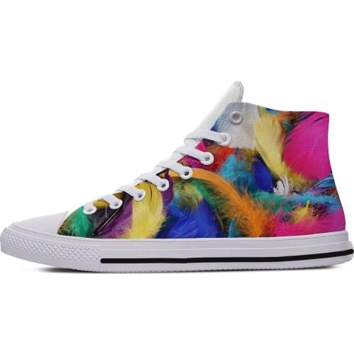 Colorful Bird Feather Peacock Funny Fashion Lightweight High Top Canvas Shoes Men Women Casual Breathable Sneakers
