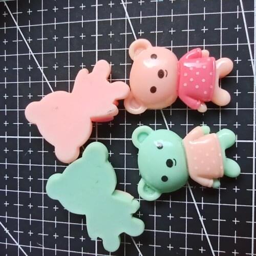 1pcs/lot resin flat back bear with dress 31mm Scrapbook Embellishment DIY Phone Decoration