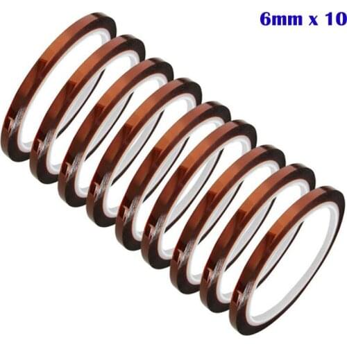 10 roll/ lot) Width 6mm Heat Resistant Tape Polyimide Tape 220C High Temperature Polyimide Film 30m Insulation Adhesive Tape