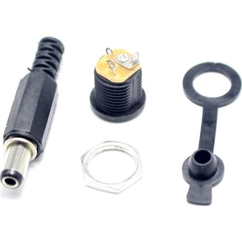 15 sets 5.5x2.1mm DC power connector male female dc socket jack + short plug + waterproof cap
