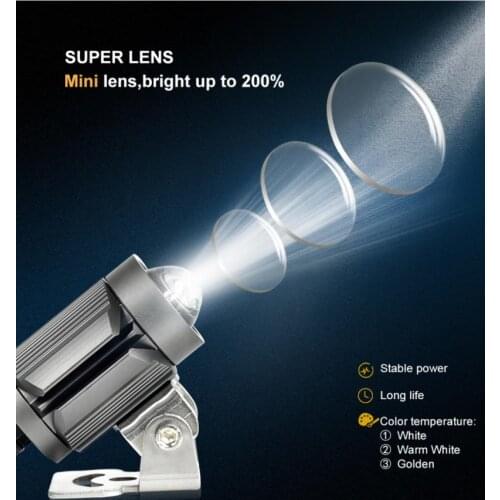 20W Super Bright Tri-model Motorcycle LED Headlight 6200K/4300K/3000K Car ATV Driving Foglight Auxiliary Spotlight With Switch