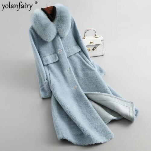 2020 Real Fur Coat Female Long Winter Clothes Women 100% Wool Jacket Fashion Womens Clothing Abrigo Mujer KLX-286 Pph1064