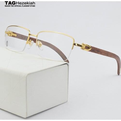 2021 titanium glasses frame men fashion Luxury brand eye glasses frames for women retro myopia computer spectacle frames Wooden