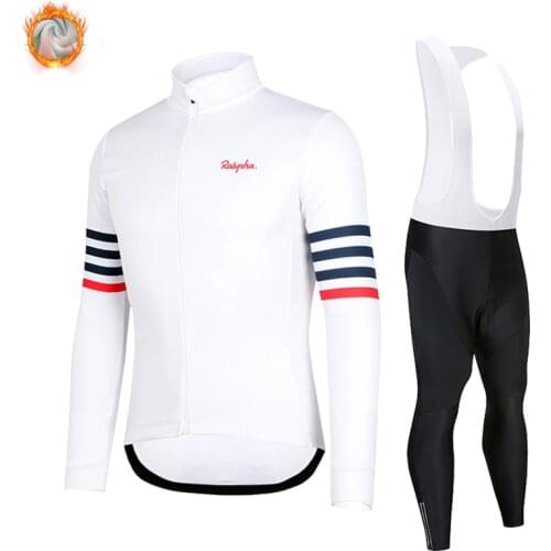 2021 Ralvpha Winter Thermal Fleece Set Cycling Clothes Men Jersey Suit Sport Riding Bike MTB Clothing Bib Pants Warm Sets Ropa