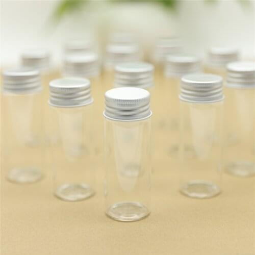 24pcs 30*80mm 40ml Mini Glass bottle Silver Screw Cap Small Test Tube Storage Containers Tiny Glass Spice Bottles & jars