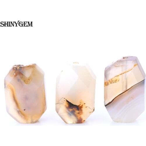 5pcs Gulf Agate Loose Bead 20*35mm Faceted Brazil Agate Gray Color Texture DIY Jewelry Finding For Necklace Bracelet Making