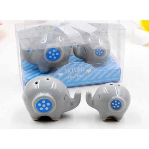 50pairs "Mommy and Me" lovely elephant ceramic salt and pepper shakers wedding favor baby shower party gift W9981