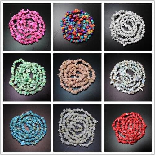 AAA+ Quality 5mm-8mm Chips Shape Turquoises dye Colorful Natural Stone Beads for Jewelry Making DIY 9 type Strand 34'' 200pcs