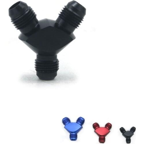 AN6 AN8 AN10 Aluminum Y Block Adapter Fittings Adaptor Black Y Type Oil Pipe Joint