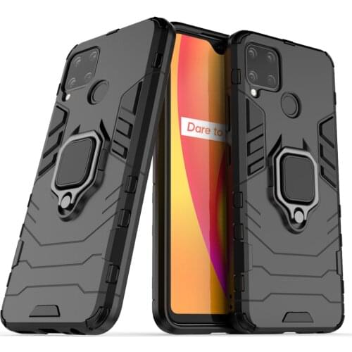 Case For Realme C15 Heavy Duty Metal Finger Ring Armor Cover Case For Realme C15