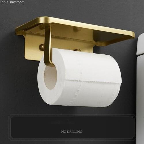 Golden Aluminum Alloy Toilet Paper Holder Bathroom Accessories Shelf Wall Mounted Tissue Paper Towel Holder Toilet Roll Holder