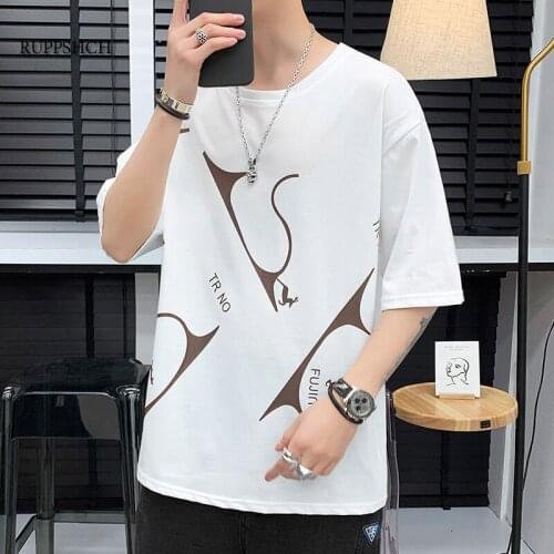 Letter Oversized Mens T-Shirt Hip Hop Cotton T-Shirt Summer Japanese Mens T-Shirt 3Xl Fashion Loose T-Shirt