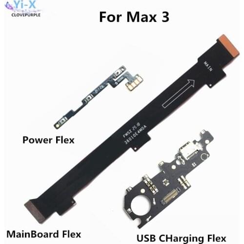 Power Volume Flex & USB Charging Dock Flex Cable & Motherboard MainBoard Connections Flex Cable For Xiaomi Max3 Mi Max 3
