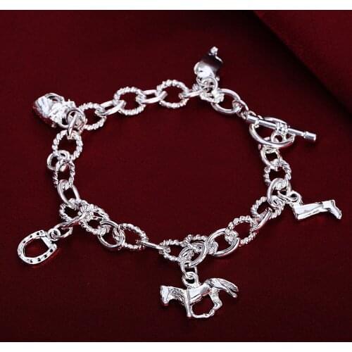 Hot Sale Silver Color Horseshoe Pendant Charm Bracelet Fashion Party Jewelry Best Gift For Women Drop Shipping