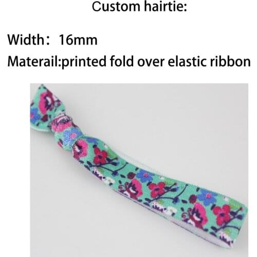 Custom 16mm hot transfer fold over elastic hairband wholesale good quality hair tie for girls 100 pieces