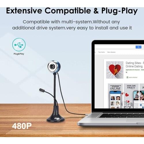 Computer PC USB Webcam X1 480P HD Manual Focus Desk Tabletop Stand Web Camera Household Computer Safety Part