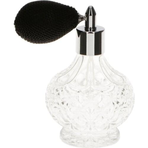 Round Empty Refillable Perfume Glass Bottle Spray Atomizer 100ml with Black Sprayer