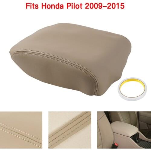 Leather Center Console Lid Armrest Cover Black For 2009 2010 2011 2012 2013 2014 2015 2016 2017 2018 2019-2015 Honda Pilot