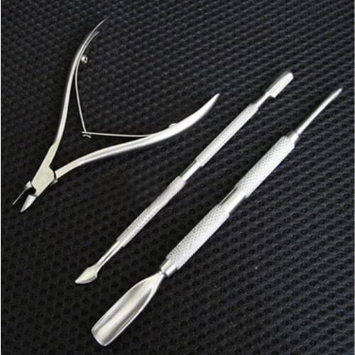 Swagpick 3PCs/Set Clipper & Trimmer Nail Art Manicure Tools Nail Cuticle Scissors Pushers Stainless Steel Dead Skin Remover