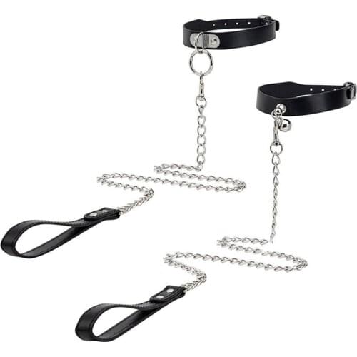 Metal fun bells collar traction chain bondage slave cosplay toys adult exotic sex products fetish slave exotic accessories